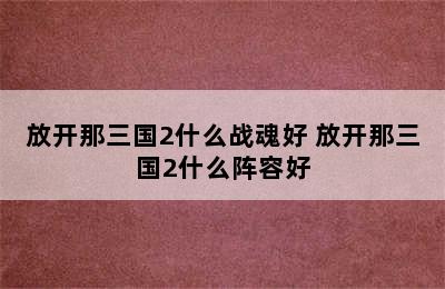 放开那三国2什么战魂好 放开那三国2什么阵容好